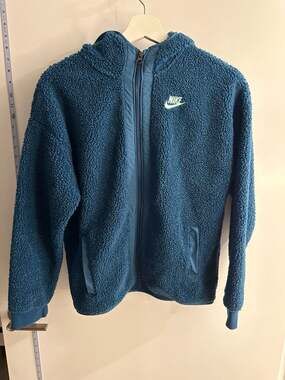 Nike Sweatshirt Boys XL Blue Hooded Full Zip Sherpa Sportswear Fleece Big Kid